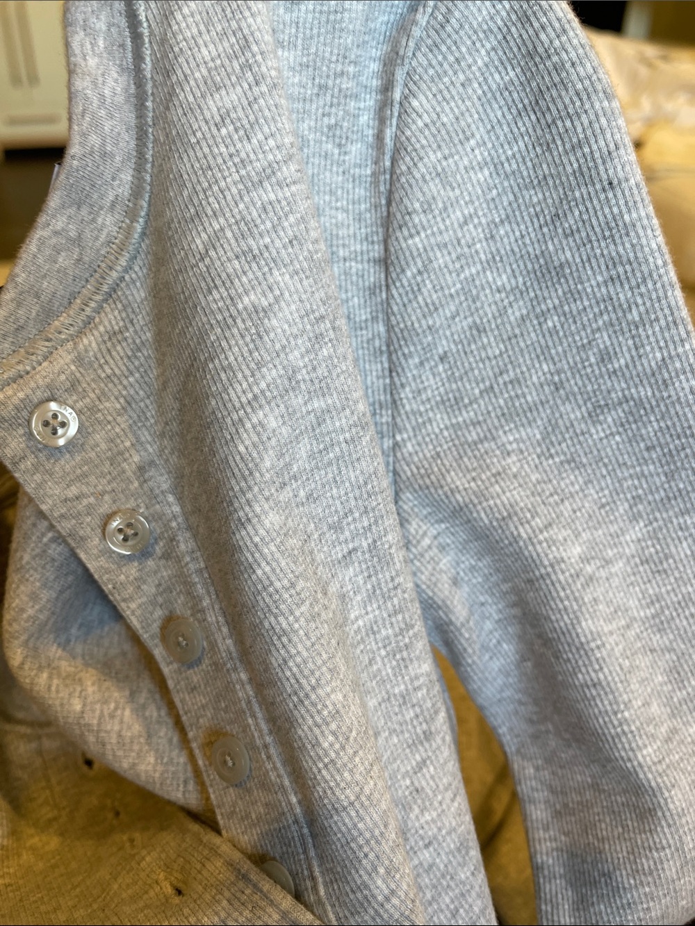Aritzia Long Sleeve Henley Bodycon Dress in heathered gray - Picture 6 of 6